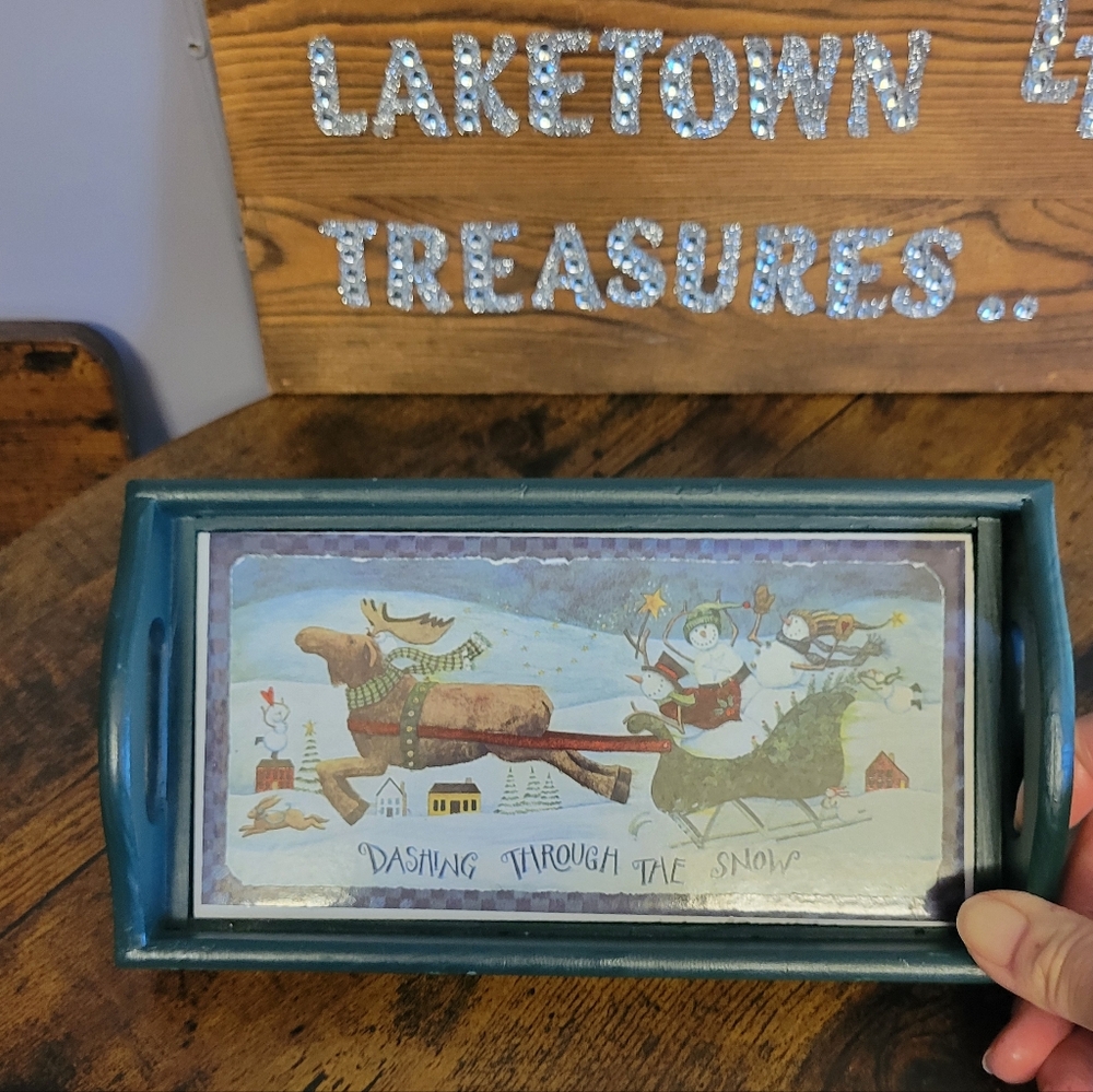 Christmas mini tray "Dashing through the snow